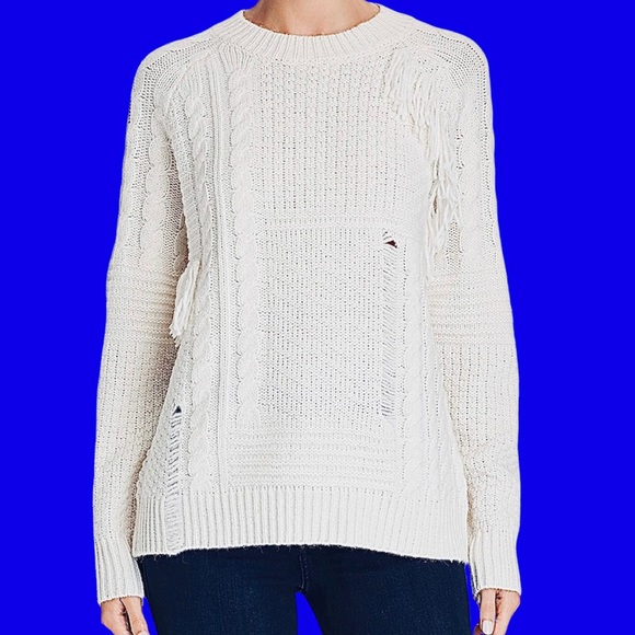 Dkny Sweaters - NWT DKNY Sweater Donna Karan Fringe Cable Knit Pullover Crewneck Women Gift